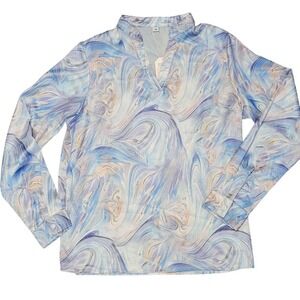 Women's Shirt Medium Multicolor Pullover Long Sleeve Casual Silky Resort Wear‎